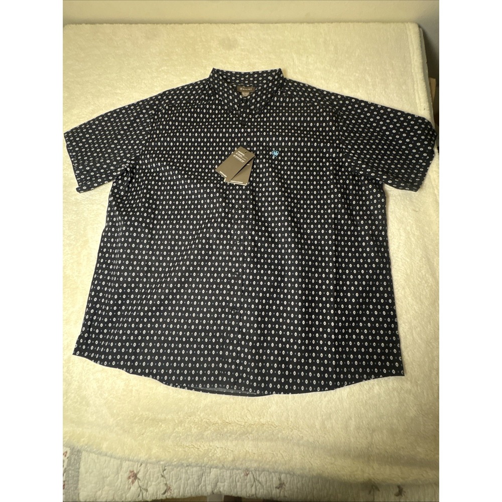 Ariat Classic Fit Button Shirt Men's 3XL Black Western Print NWT Short Sleeve